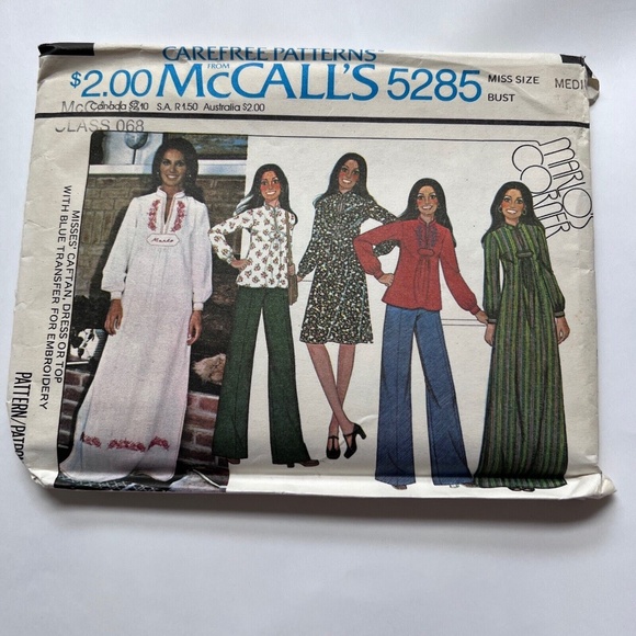 Vtg McCall's Pattern Caftan Dress Maxi or Knee & Top Size Medium Uncut 1970s - Picture 3 of 5